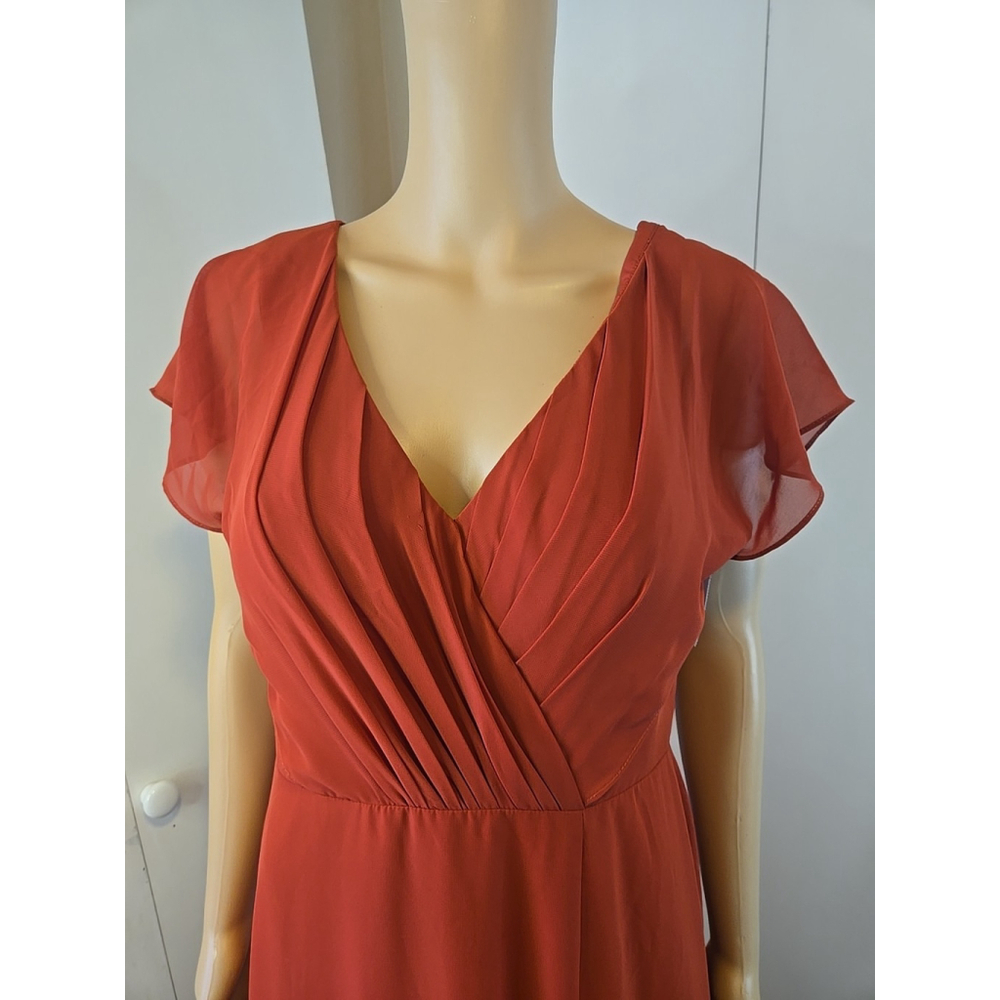 Azazie Rylee Bridesmaid Dress A10 Floor Length Slit Formal Gown Chiffon - Picture 5 of 10